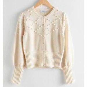 & Other Stories Paris Atelier Bobble Patterned Cardigan in Cream